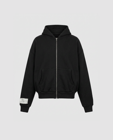BLACK EMBROIDERY ZIP-HOODIE