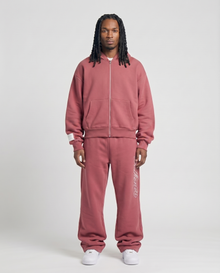 BORDEAUX EMBROIDERY ZIP-HOODIE