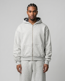 GREY REVERSEAIBLE ZIP-HOODIE