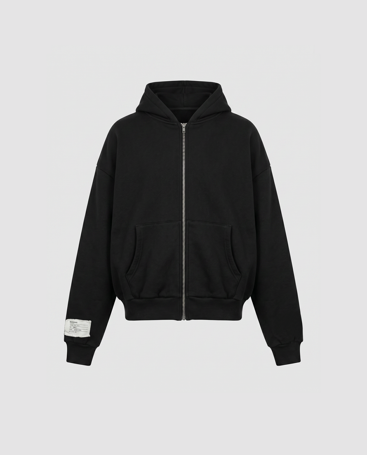 BLACK EMBROIDERY ZIP-HOODIE