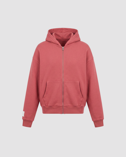 BORDEAUX EMBROIDERY ZIP-HOODIE